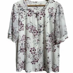Women Floral Top Size 12 Made in Poland EU Size 46